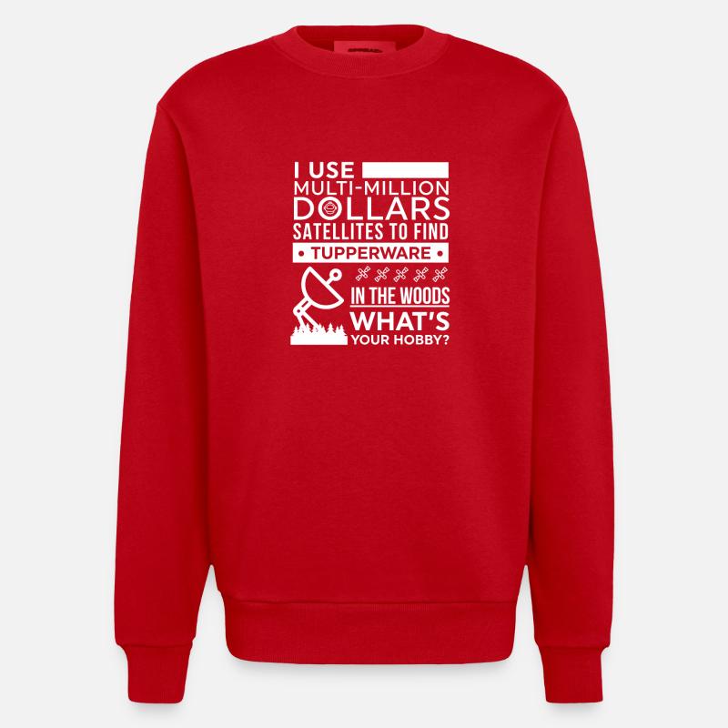 Geocaching Hobby Design - Heavyweight Oversized Organic Crew Neck Made in EU - red