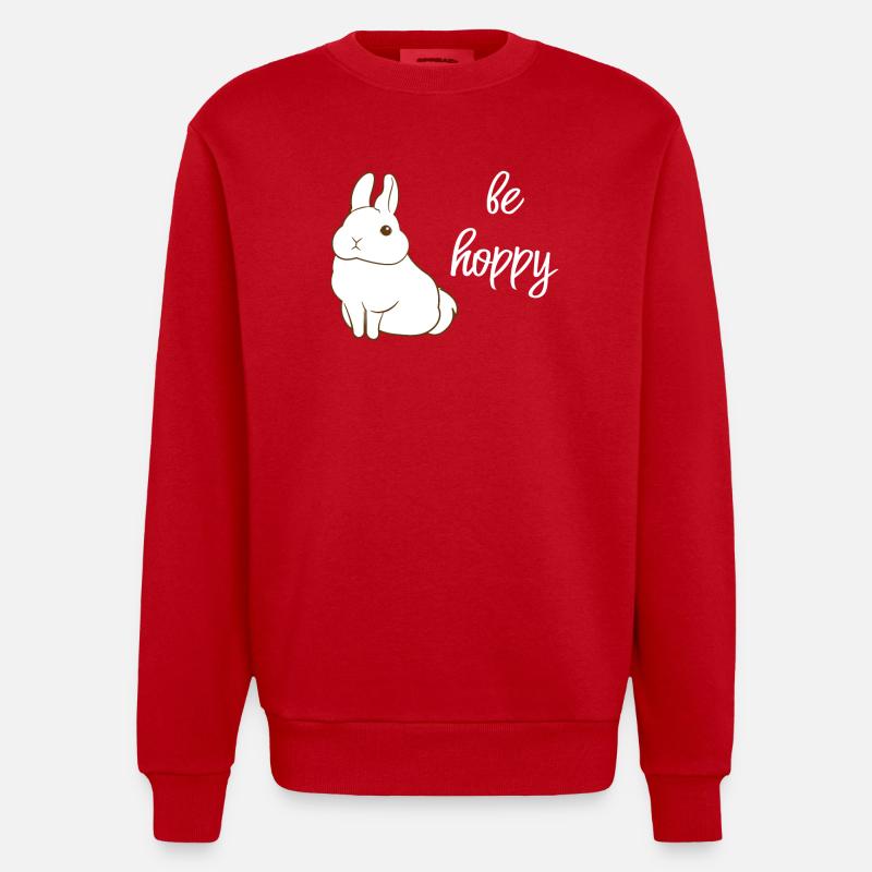 Lapins - Lapin - Lapins - Hoppeln - Sweat bio épais oversize fabriqué en UE - rouge