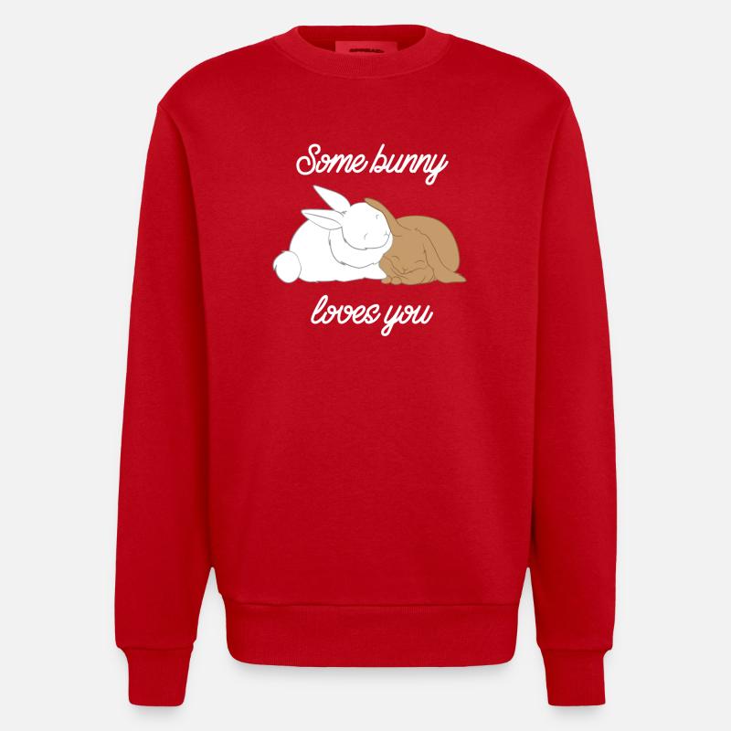 Lapins - Lapins - Lapins - Amour - Sweat bio épais oversize fabriqué en UE - rouge