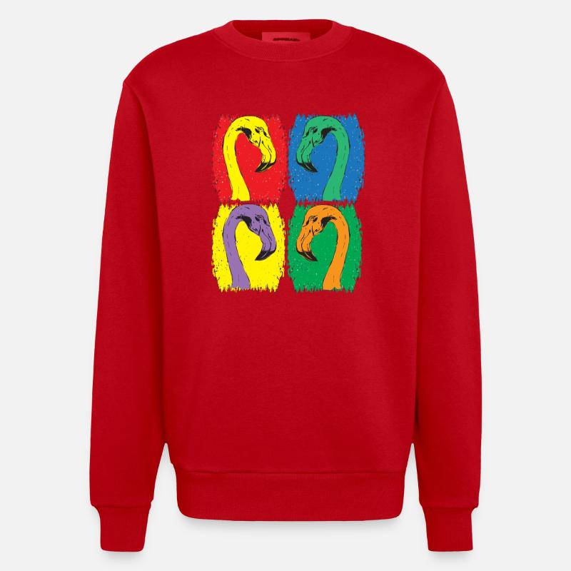 Flamingoköpfe - Heavyweight Oversized Organic Crew Neck Made in EU - Rot