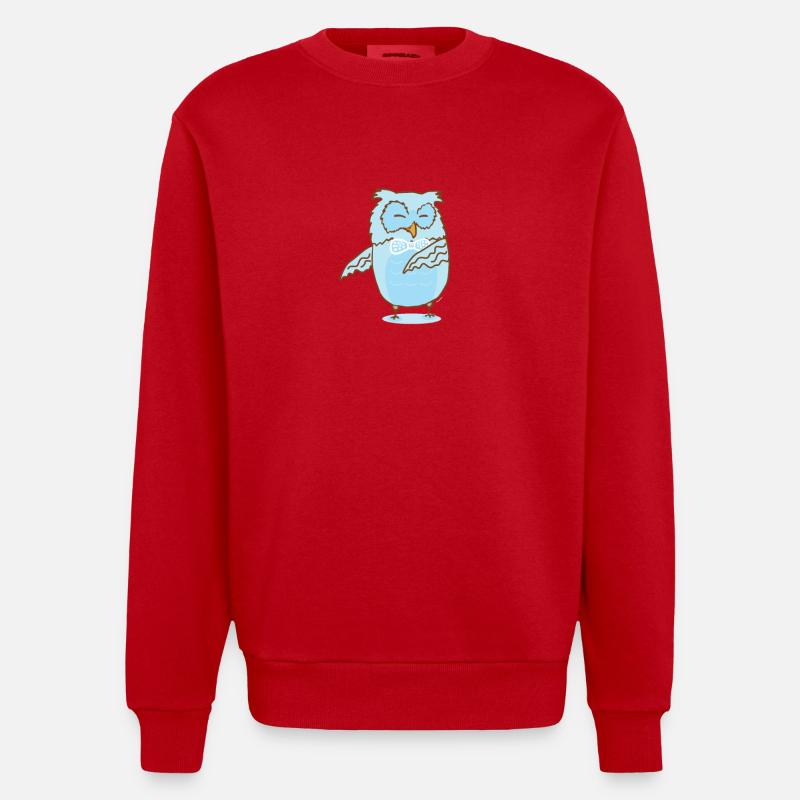 Floss Dance Move Owl - Heavyweight Oversized Organic Crew Neck Made in EU - red