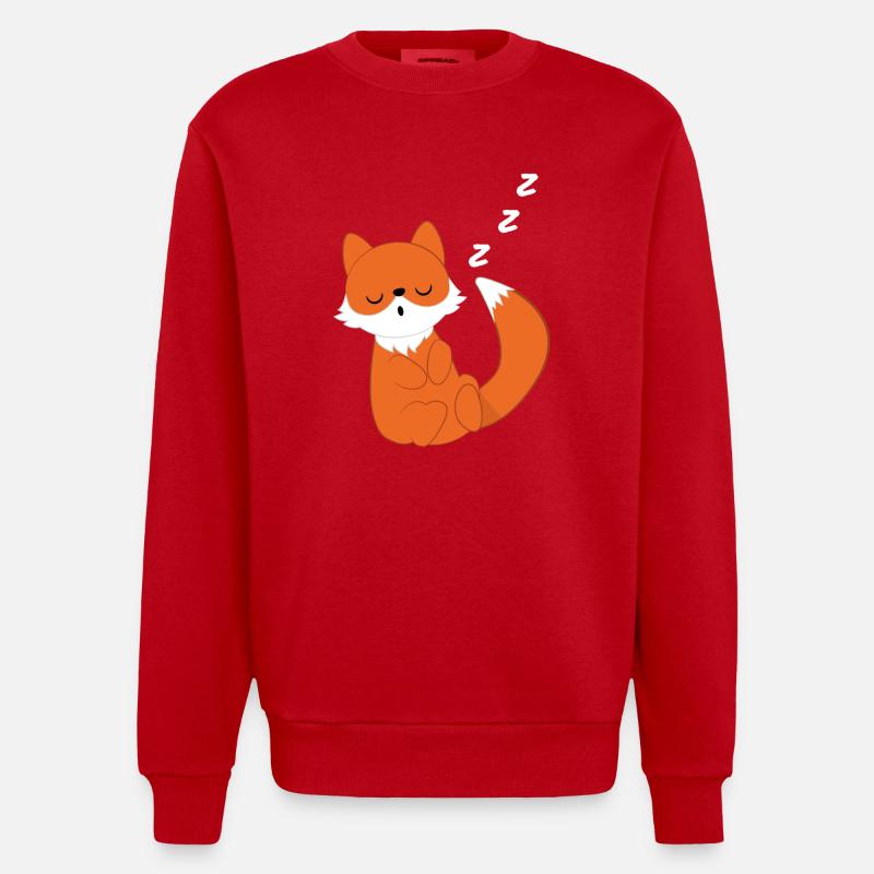 Fox - vixen - Fox lovers - sleeping - Heavyweight Oversized Organic Crew Neck Made in EU - red