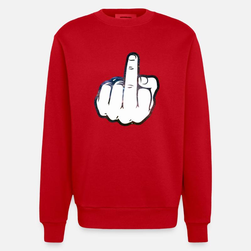 Mittelfinger Comic - Heavyweight Oversized Organic Crew Neck Made in EU - Rot