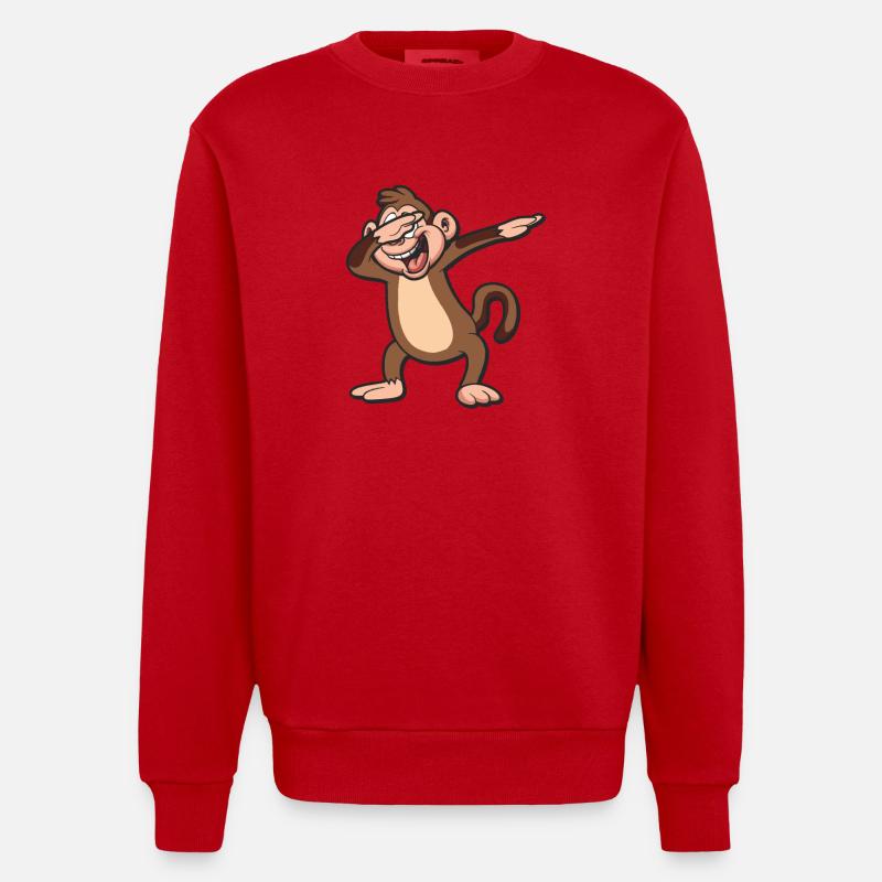 Dabbing Monkey - Sweat bio épais oversize fabriqué en UE - rouge