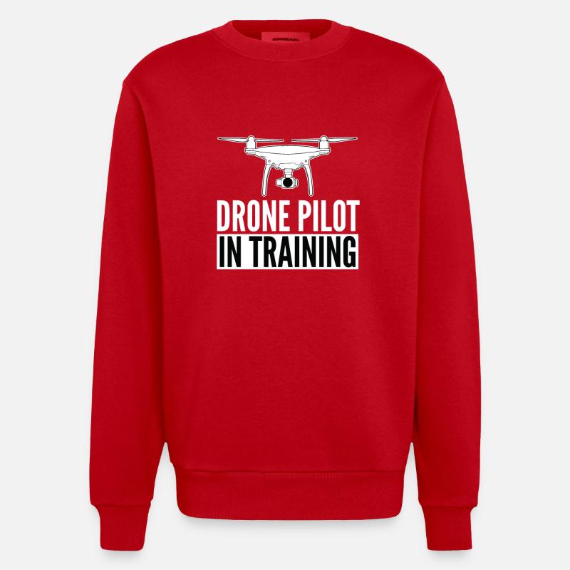 DRONE - Pilote de drone en formation - Sweat bio épais oversize fabriqué en UE - rouge