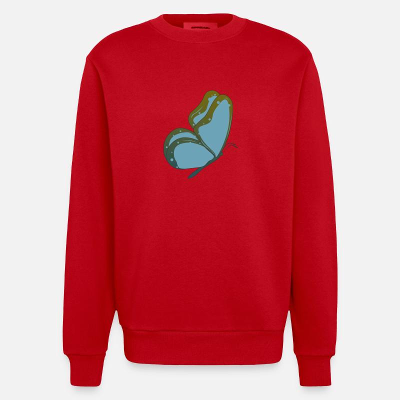 Papillon bleu papillon - Sweat bio épais oversize fabriqué en UE - rouge
