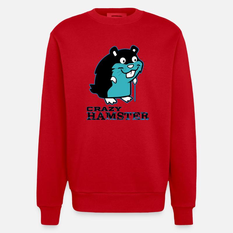 Crazy Hamster - Sweat bio épais oversize fabriqué en UE - rouge