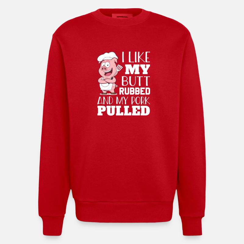 BBQ Grill Master BBQ Party - Heavyweight Oversized Organic Crew Neck Made in EU - red