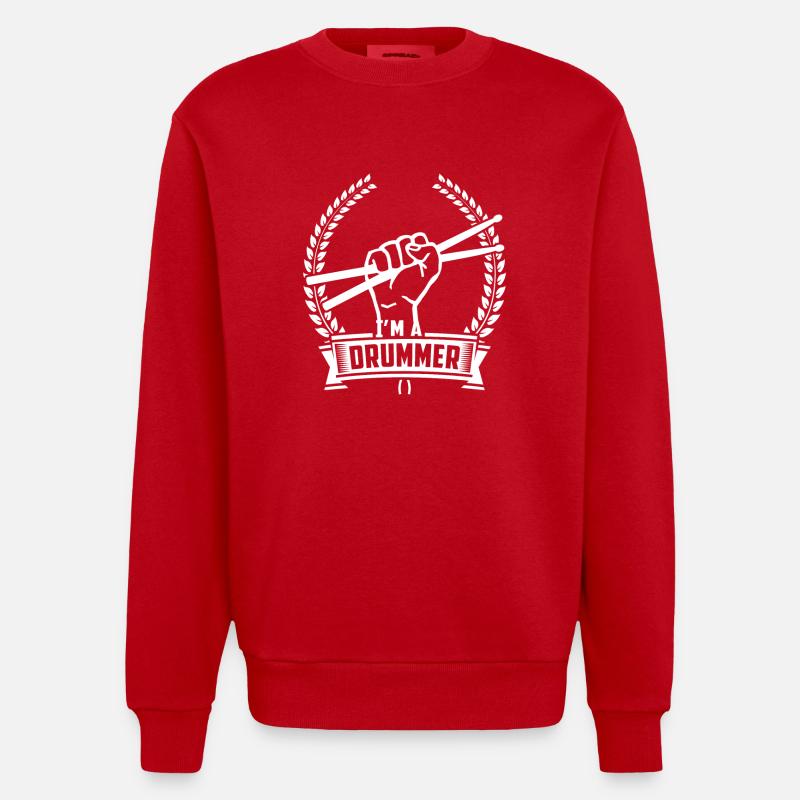 Gift drummer drummer drummer - Heavyweight Oversized Organic Crew Neck Made in EU - red