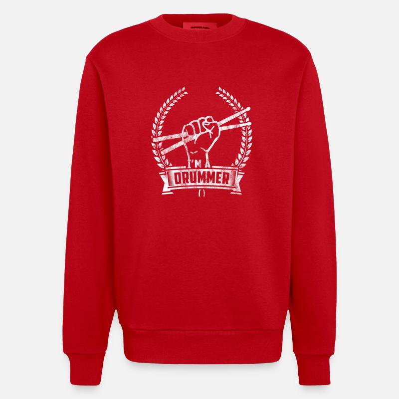 Gift drummer drummer drummer - Heavyweight Oversized Organic Crew Neck Made in EU - red