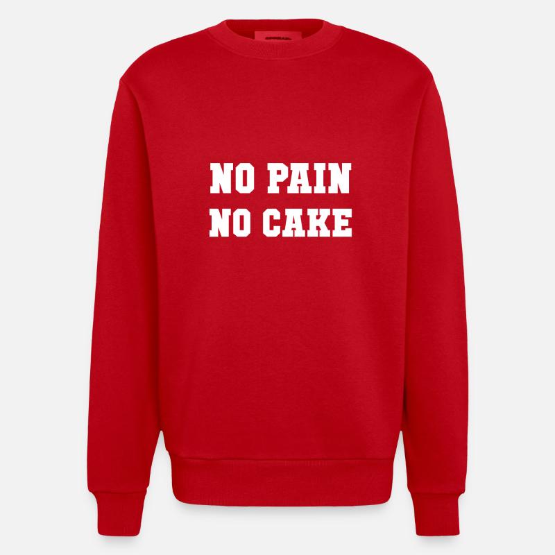 Pas de douleur, pas de gâteau! - Cadeau - Sweat bio épais oversize fabriqué en UE - rouge