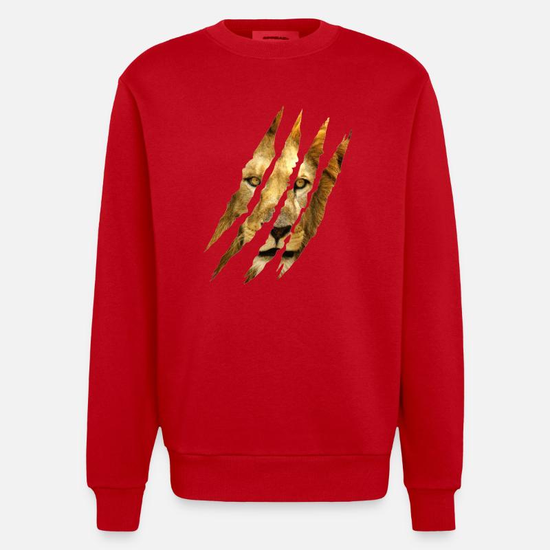 Lion Des griffes - Sweat bio épais oversize fabriqué en UE - rouge