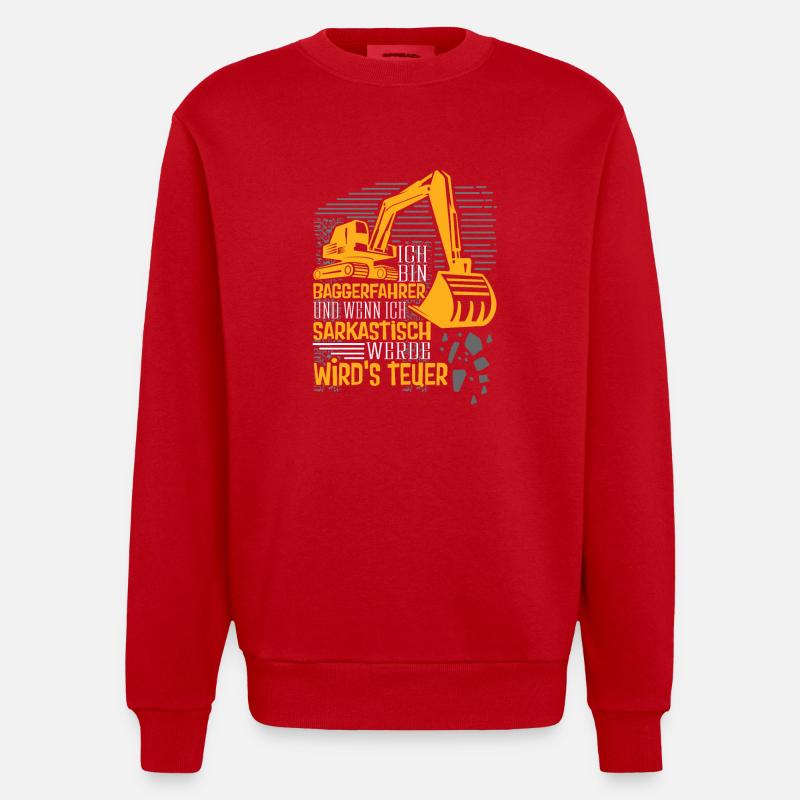 Baggerfahrer wenn ich sarkastisch - Heavyweight Oversized Organic Crew Neck Made in EU - Rot