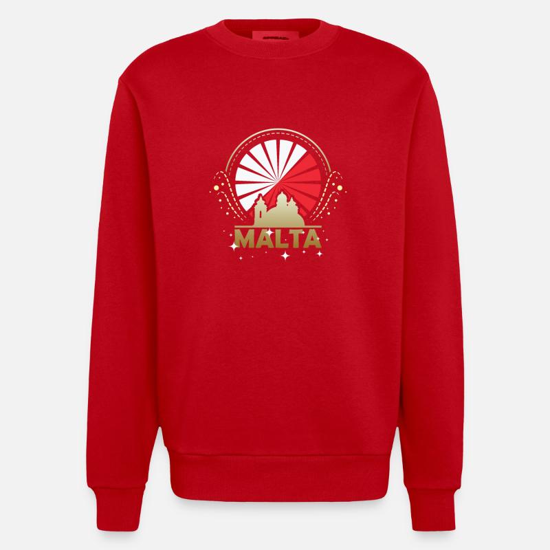 Île de Malte - Sweat bio épais oversize fabriqué en UE - rouge