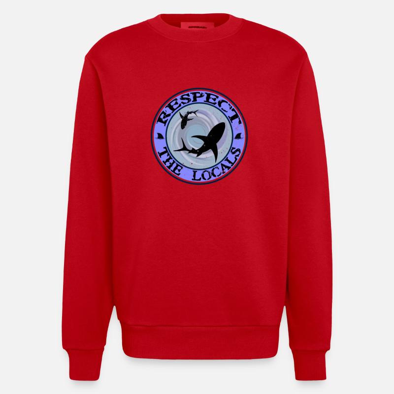 Respectez le requin local - Sweat bio épais oversize fabriqué en UE - rouge