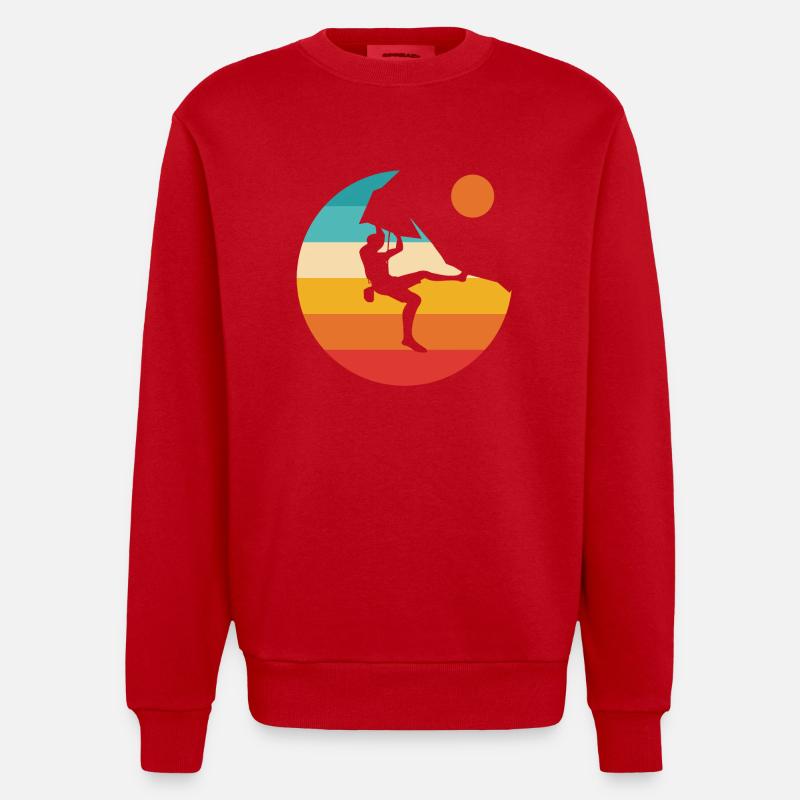 Climbing climbing climber mountain boulder - Heavyweight Oversized Organic Crew Neck Made in EU - red