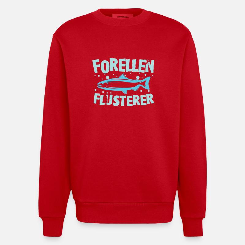 Pêche à la truite - Sweat bio épais oversize fabriqué en UE - rouge
