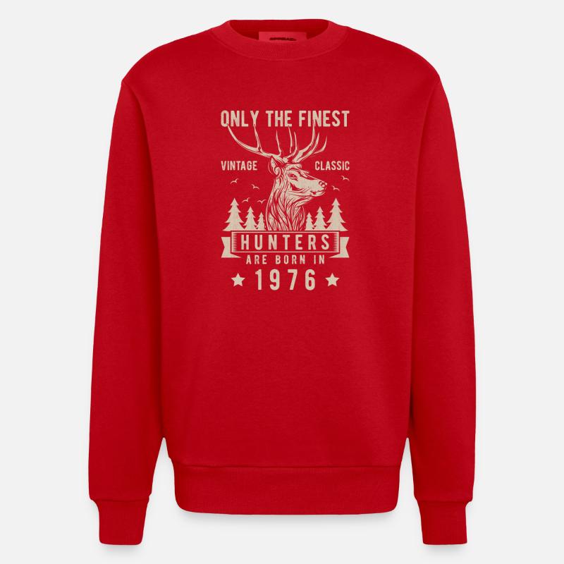 Jäger Geschenk 1976 - Heavyweight Oversized Organic Crew Neck Made in EU - Rot