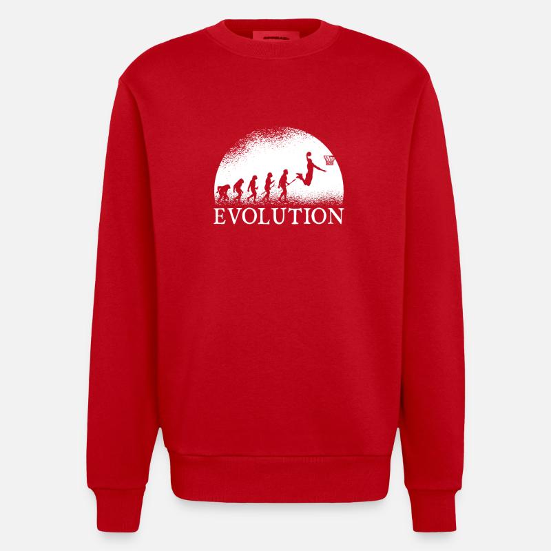 Basketball Evolution - Heavyweight Oversized Organic Crew Neck Made in EU - red