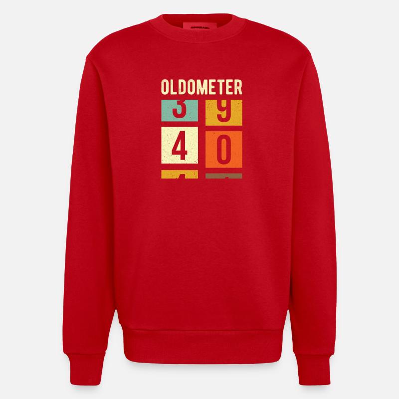 Oldomètre 40e anniversaire cadeau - Sweat bio épais oversize fabriqué en UE - rouge