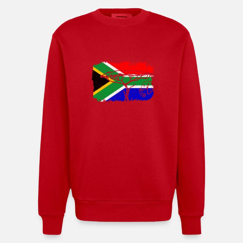 Afrique du Sud drapeau - Sweat bio épais oversize fabriqué en UE - rouge