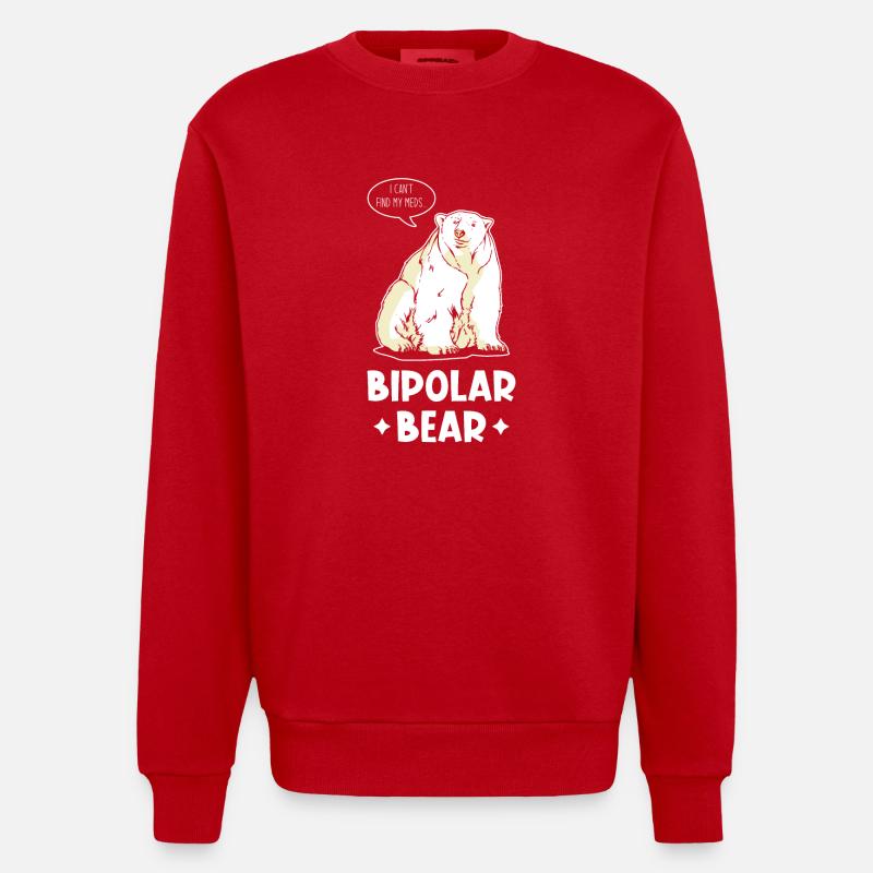 Bipolar Bär - Heavyweight Oversized Organic Crew Neck Made in EU - Rot