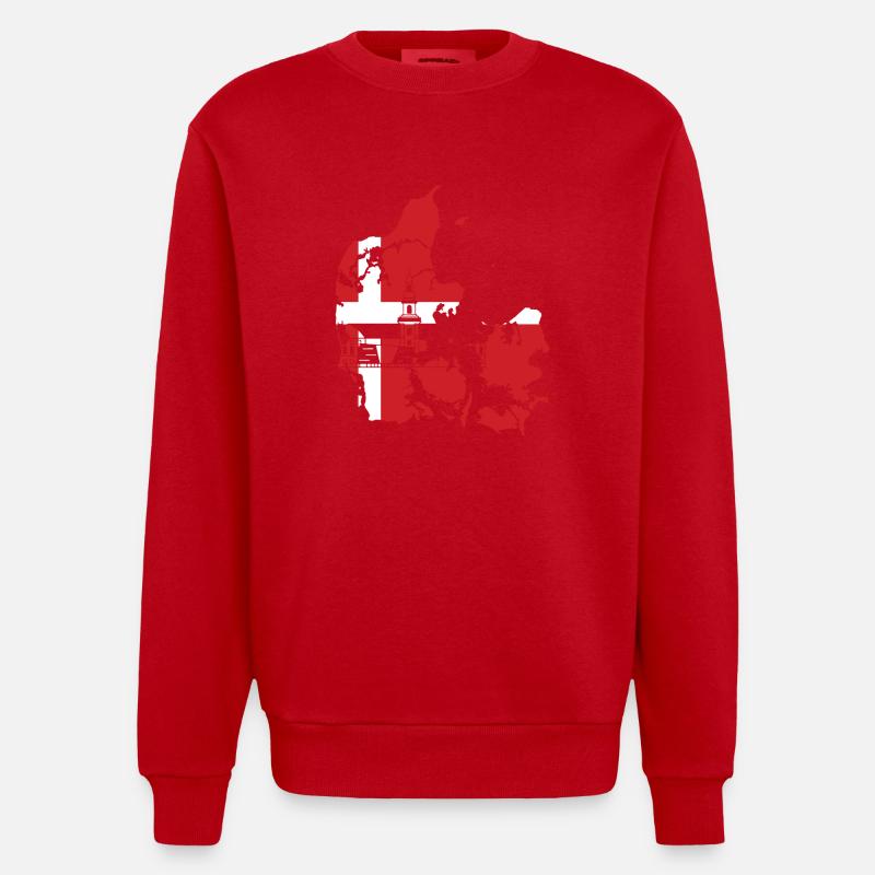 Drapeau du Danemark - Sweat bio épais oversize fabriqué en UE - rouge