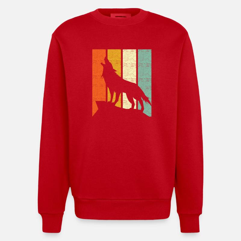 Wolf Retro - Sweat bio épais oversize fabriqué en UE - rouge