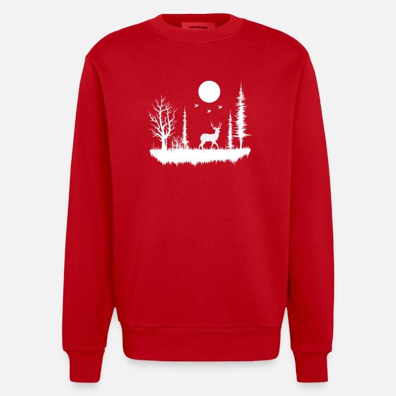 forêt nature nature nature - Sweat bio épais oversize fabriqué en UE - rouge