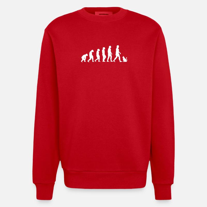 Cats Evolution - Heavyweight Oversized Organic Crew Neck Made in EU - red