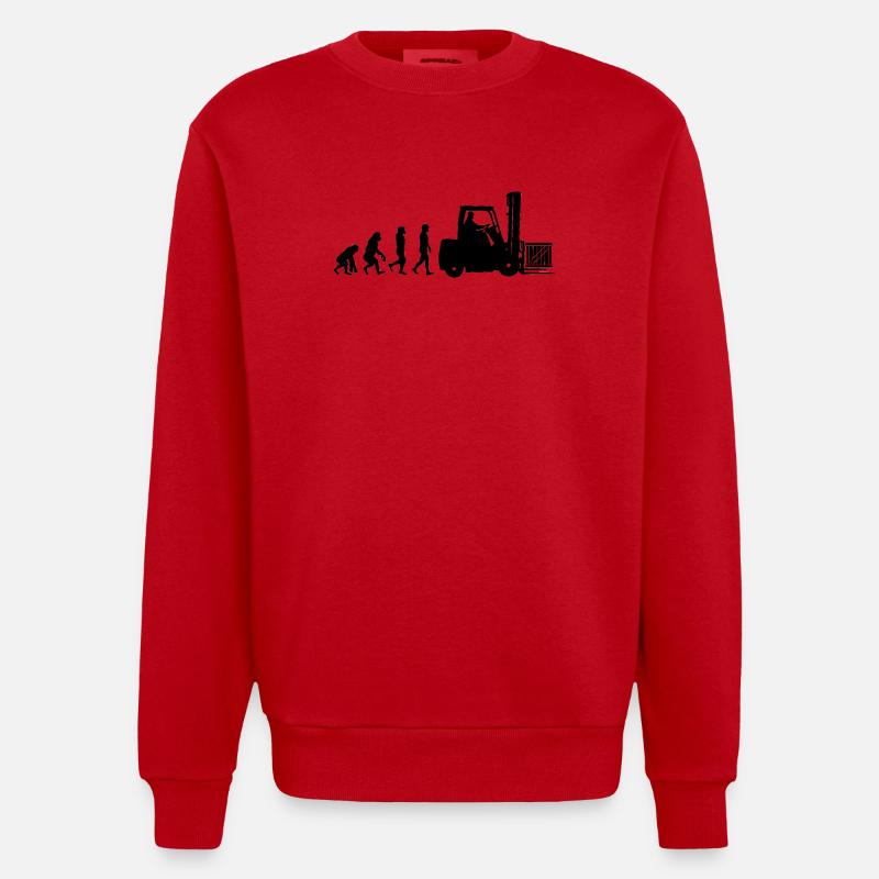 Evolution eines Staplerfahrer - Heavyweight Oversized Organic Crew Neck Made in EU - Rot