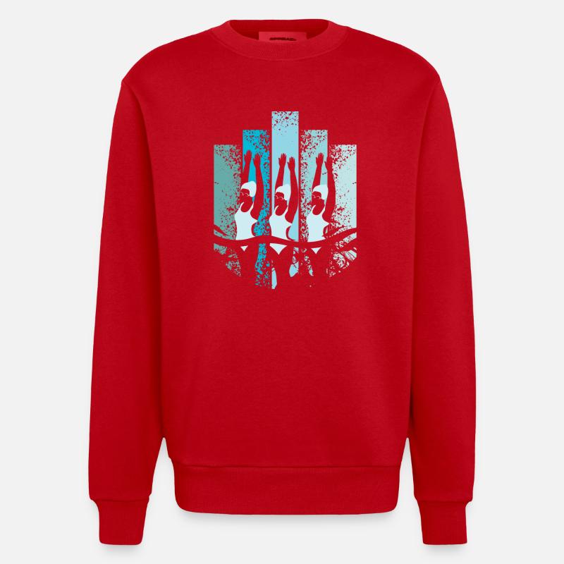 Nage synchrone rétro - Sweat bio épais oversize fabriqué en UE - rouge