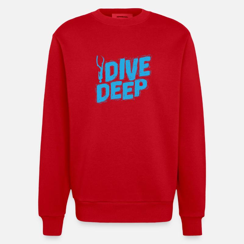 Plongeur d’apnée Dive Deep - Sweat bio épais oversize fabriqué en UE - rouge