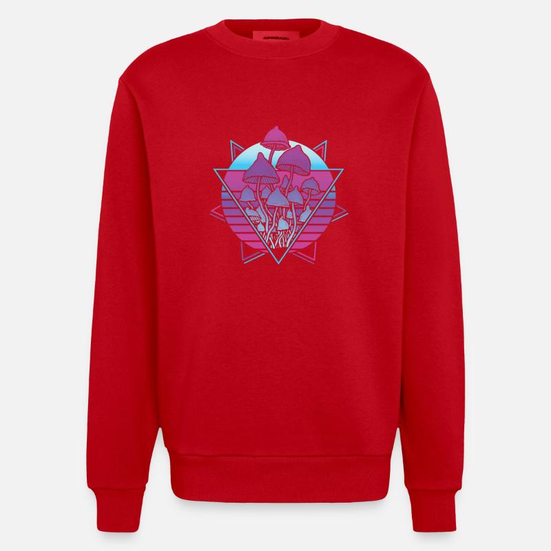 Pilze Vaporwave - Heavyweight Oversized Organic Crew Neck Made in EU - Rot
