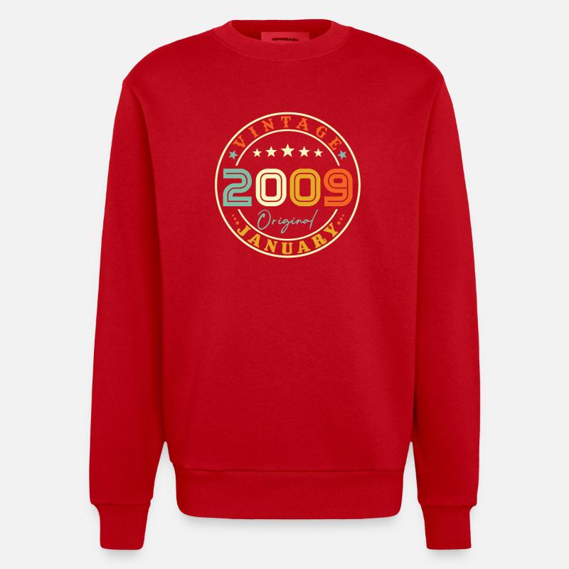 Né en janvier 2009 - Sweat bio épais oversize fabriqué en UE - rouge