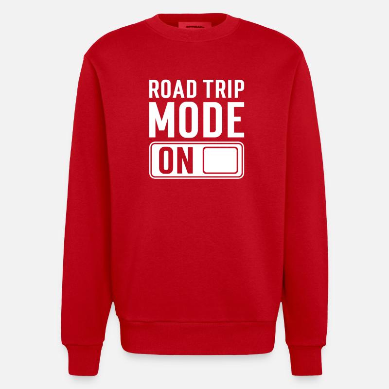 Roadtrip Spruch - Heavyweight Oversized Organic Crew Neck Made in EU - Rot