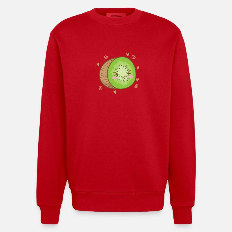 Kiwi tranché fruit fruit animal - Sweat bio épais oversize fabriqué en UE - rouge
