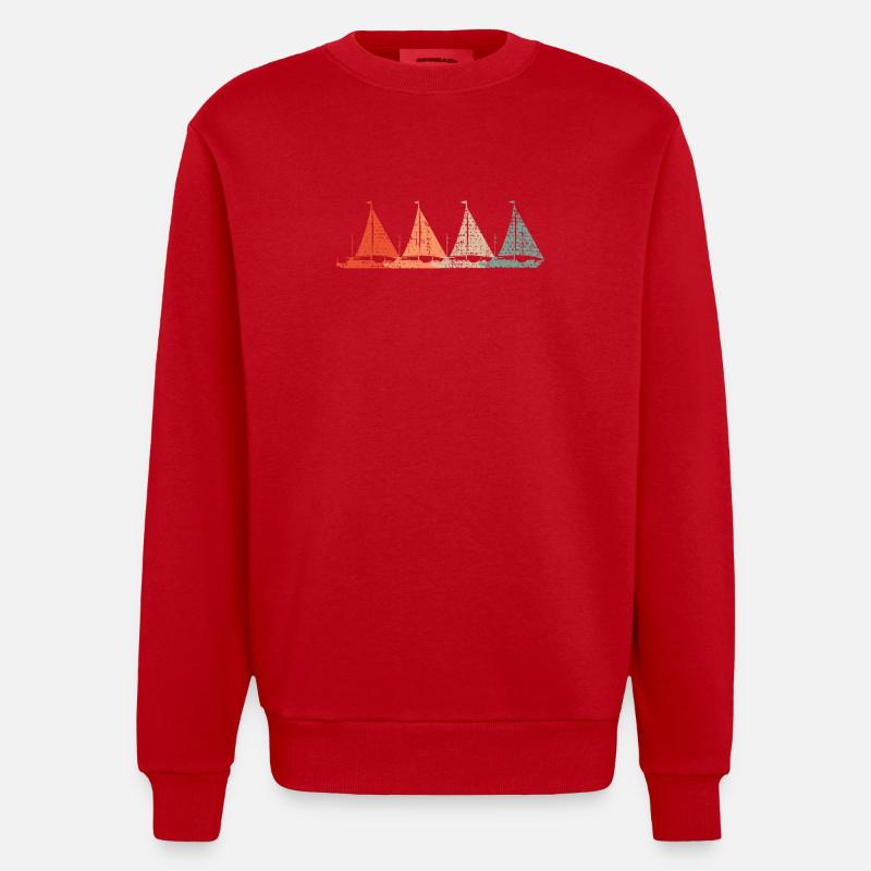 Segelboote Retro - Heavyweight Oversized Organic Crew Neck Made in EU - Rot