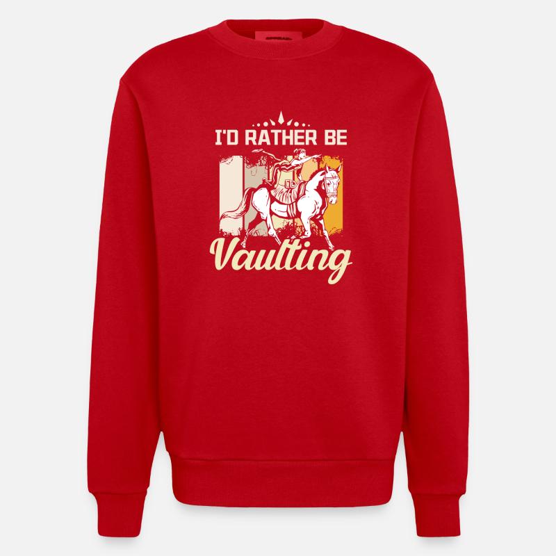 I'd rather be vaulting - Heavyweight Oversized Organic Crew Neck Made in EU - red