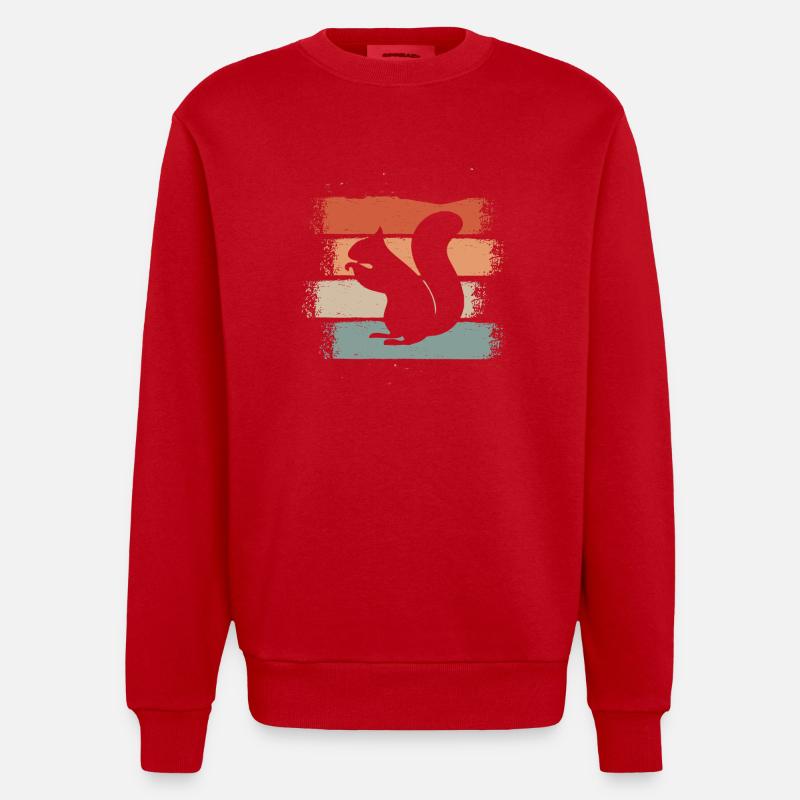 Eichhörnchen Baumhörnchen Retro - Heavyweight Oversized Organic Crew Neck Made in EU - Rot