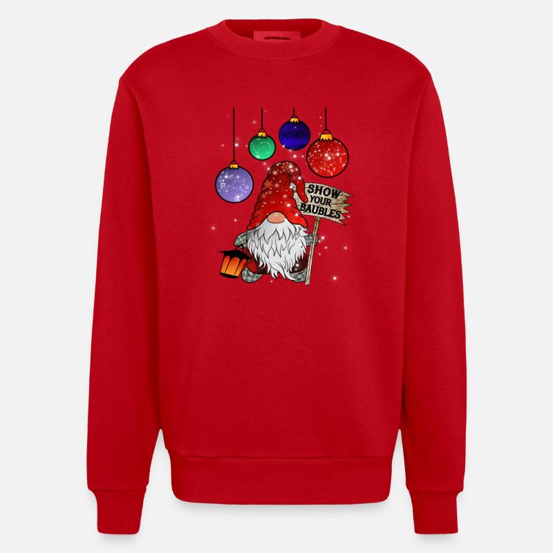 Gnome Noël Nain Joyeux Noël - Sweat bio épais oversize fabriqué en UE - rouge