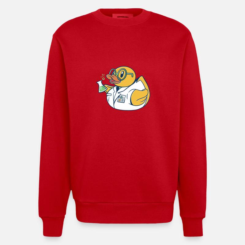 Scientifiques du canard baignant - Sweat bio épais oversize fabriqué en UE - rouge