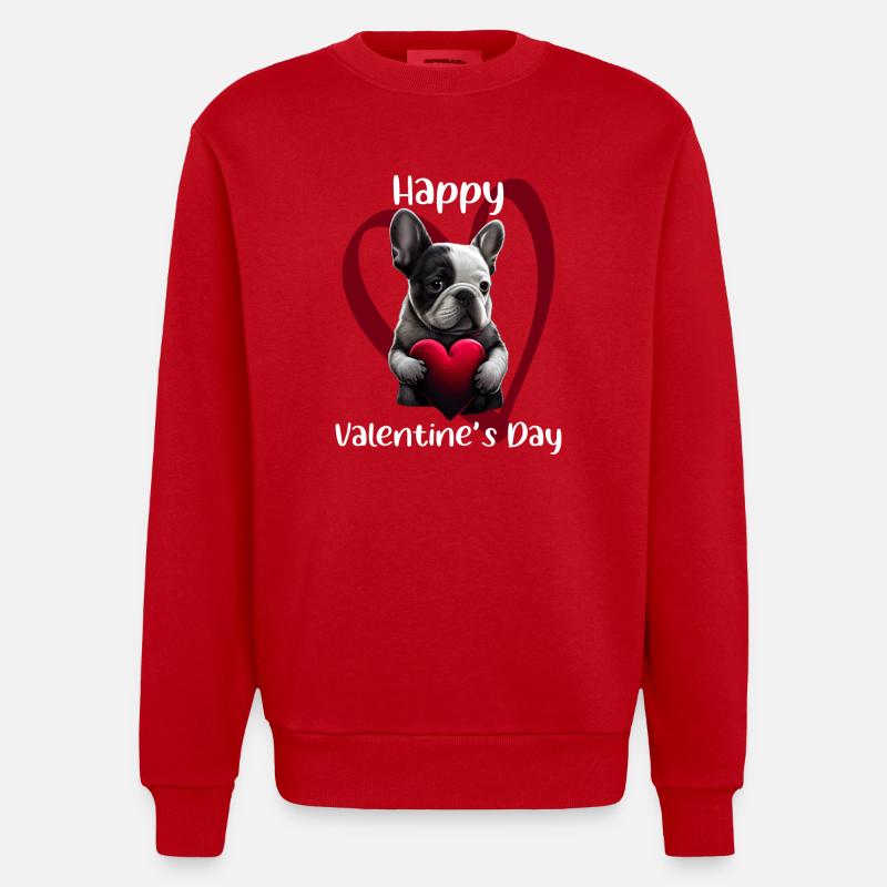 Joyeuse Saint-Valentin Français Bulldog - Sweat bio épais oversize fabriqué en UE - rouge