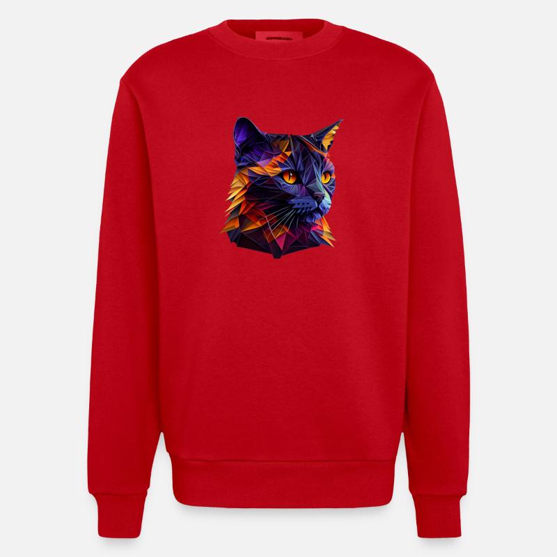 Katze Katzen Kätzchen Polygon Katze - Heavyweight Oversized Organic Crew Neck Made in EU - Rot