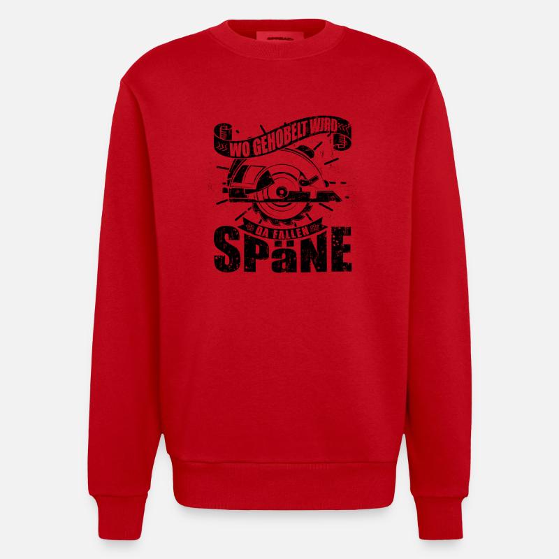 Wo gehobelt wird fallen Späne - Heavyweight Oversized Organic Crew Neck Made in EU - Rot
