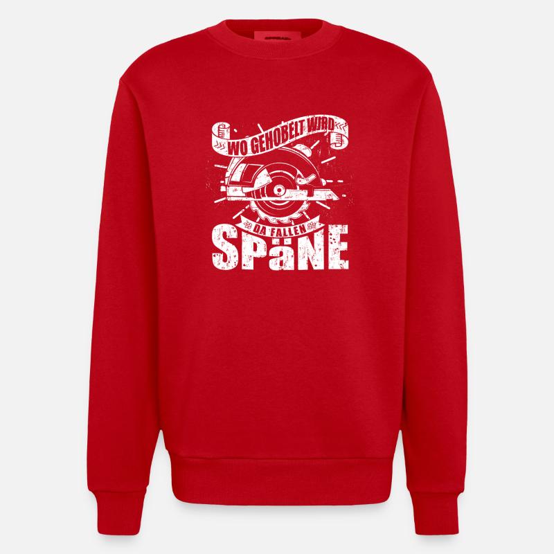 Wo gehobelt wird fallen Späne - Heavyweight Oversized Organic Crew Neck Made in EU - Rot