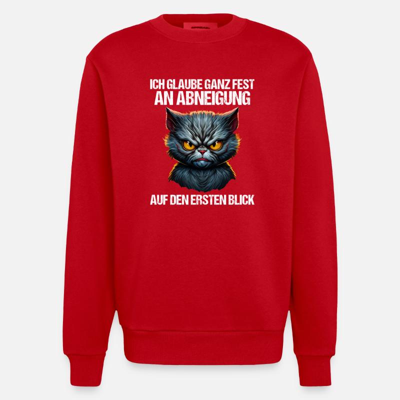 Katze Kätzchen Katzenhalter Katzen Sarkasmus - Heavyweight Oversized Organic Crew Neck Made in EU - Rot