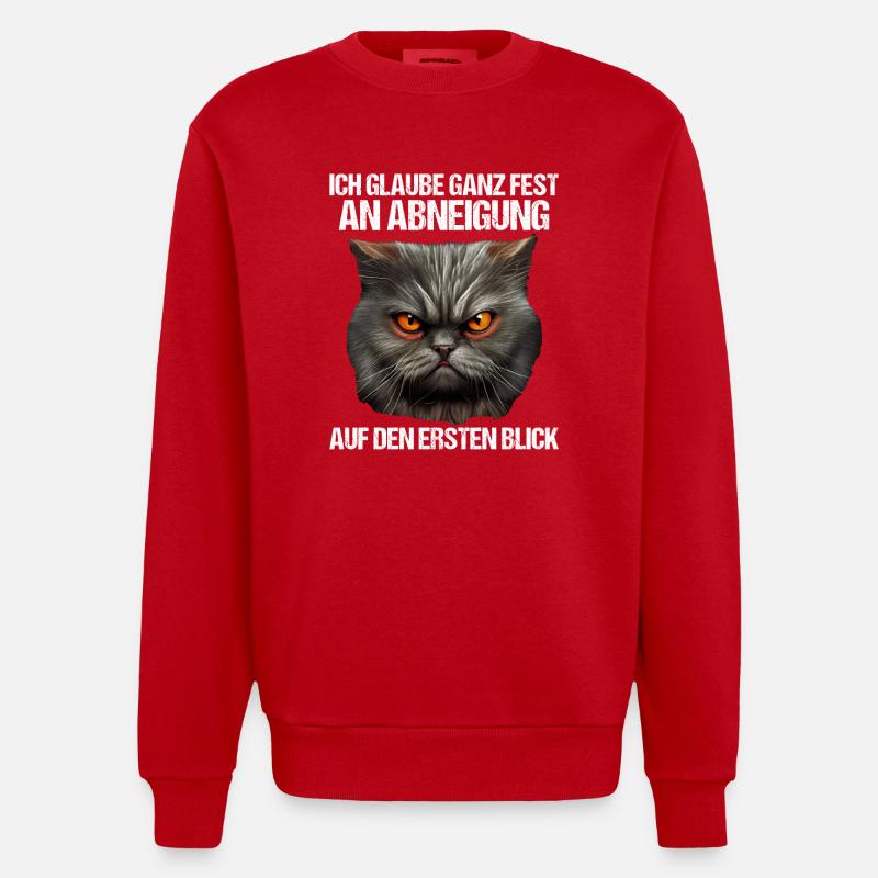 Katze Kätzchen Katzenhalter Katzen Sarkasmus - Heavyweight Oversized Organic Crew Neck Made in EU - Rot