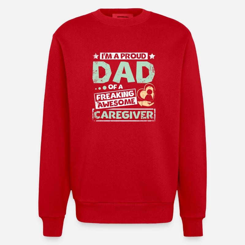 Père d’un sacré grand soignant - Sweat bio épais oversize fabriqué en UE - rouge