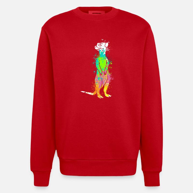 Splash Art Surikate Erdmännchen - Heavyweight Oversized Organic Crew Neck Made in EU - Rot